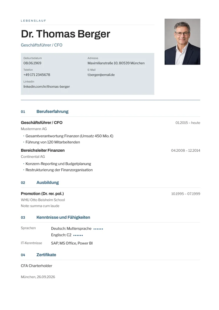 Lebenslauf-Vorlage Format, Ein Kontaktband bündelt deine Erreichbarkeit